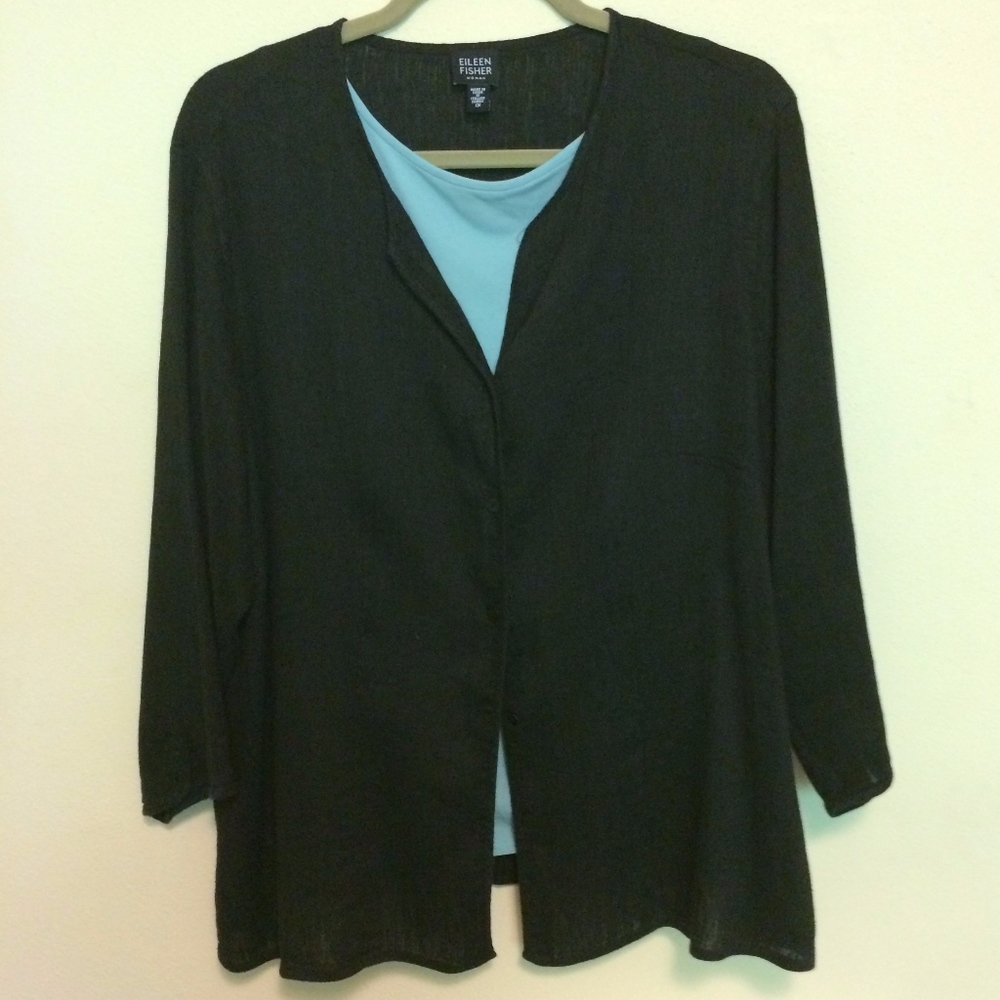 Vintage Eileen Fisher V-Neck Linen Jacket--Only